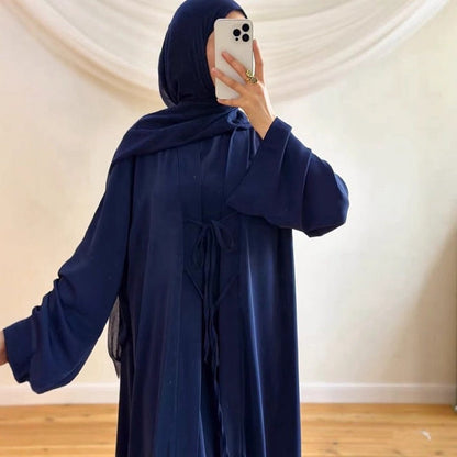 2-Piece Satin Open Abaya Set(MOA317) - A-1 Thread Vault