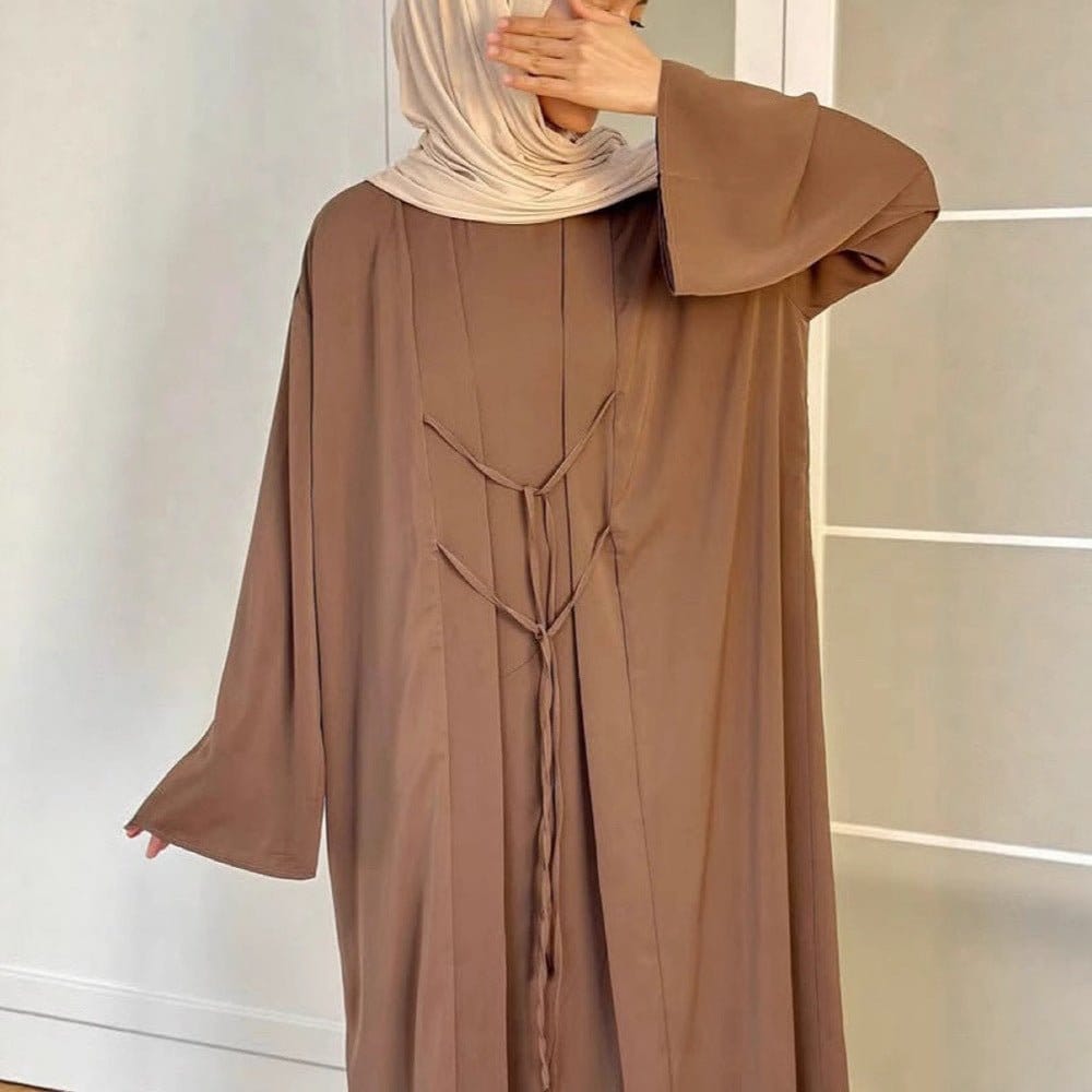2-Piece Satin Open Abaya Set(MOA317) - A-1 Thread Vault