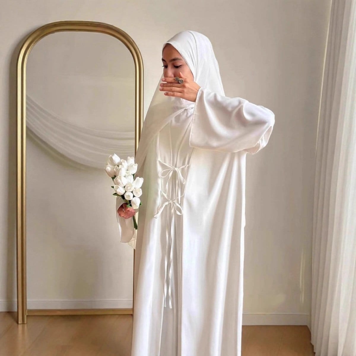 2-Piece Satin Open Abaya Set(MOA317) - A-1 Thread Vault