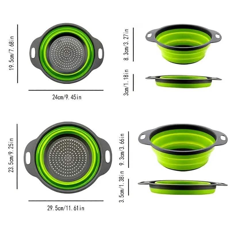2-Piece Set: Circular Blue Suit Foldable Silicone Kitchen Drop Funnel - A-1 Thread Vault