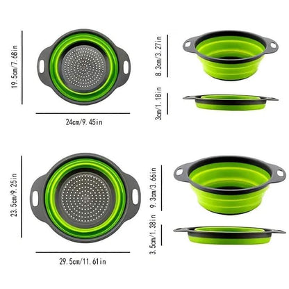 2-Piece Set: Circular Blue Suit Foldable Silicone Kitchen Drop Funnel - A-1 Thread Vault