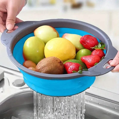 2-Piece Set: Circular Blue Suit Foldable Silicone Kitchen Drop Funnel - A-1 Thread Vault