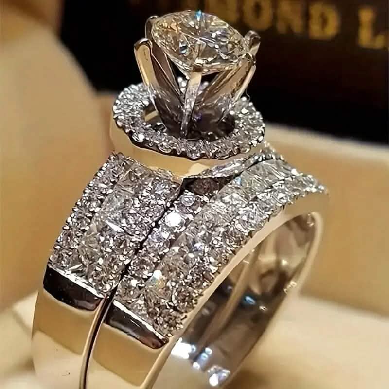 2-Piece Set: Elegant Square Cubic Zirconia Rings - A-1 Thread Vault