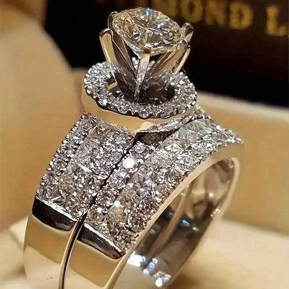 2-Piece Set: Elegant Square Cubic Zirconia Rings - A-1 Thread Vault