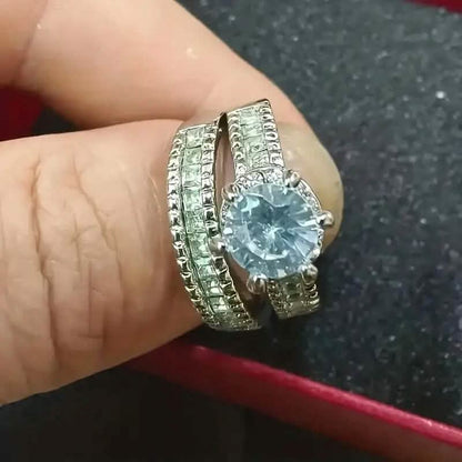 2-Piece Set: Elegant Square Cubic Zirconia Rings - A-1 Thread Vault