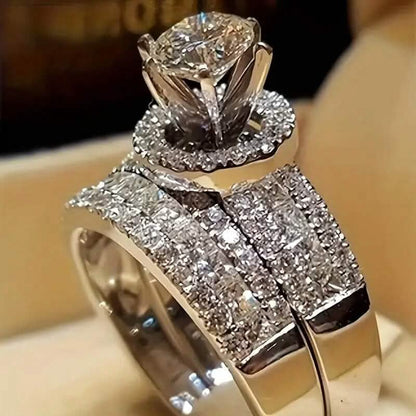 2-Piece Set: Elegant Square Cubic Zirconia Rings - A-1 Thread Vault