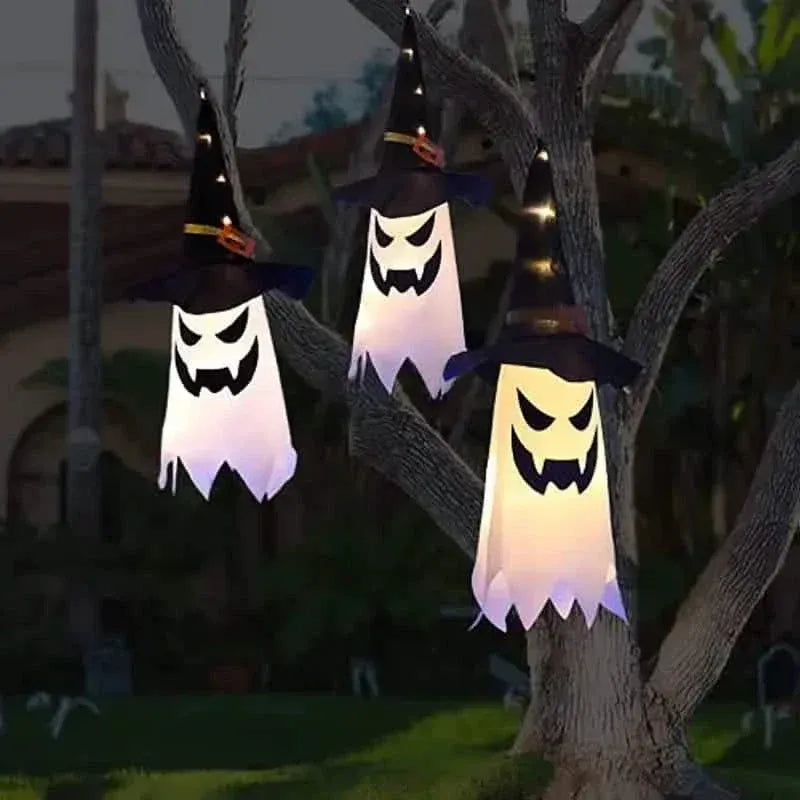 2-Piece Set: Glowing Ghost Witch Hat Halloween Decorations - A-1 Thread Vault