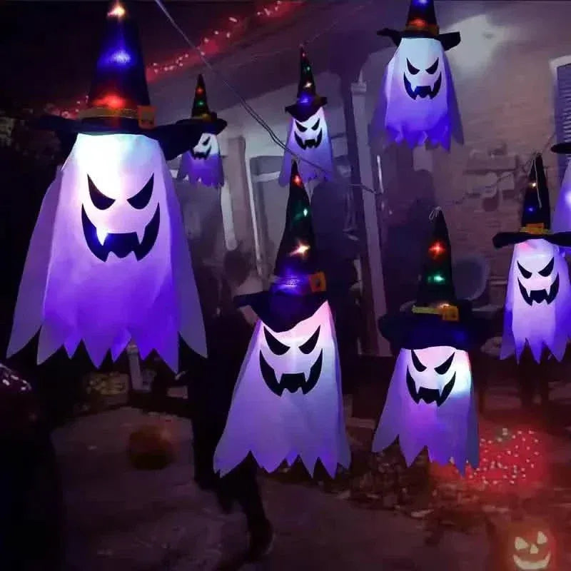 2-Piece Set: Glowing Ghost Witch Hat Halloween Decorations - A-1 Thread Vault
