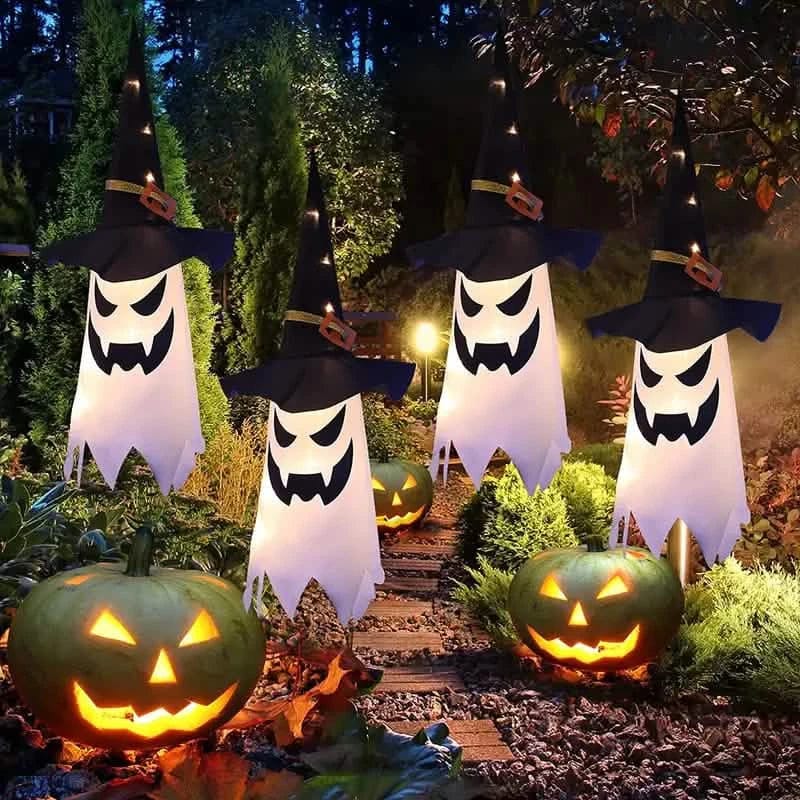 2-Piece Set: Glowing Ghost Witch Hat Halloween Decorations - A-1 Thread Vault