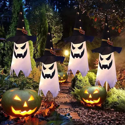 2-Piece Set: Glowing Ghost Witch Hat Halloween Decorations - A-1 Thread Vault