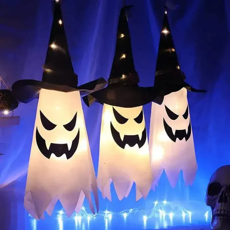 2-Piece Set: Glowing Ghost Witch Hat Halloween Decorations - A-1 Thread Vault