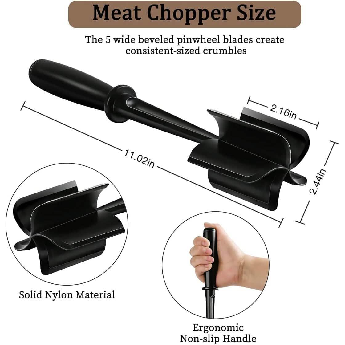 2-Piece Set: Heat-Resistant Nylon Meat Chopper Set - A-1 Thread Vault