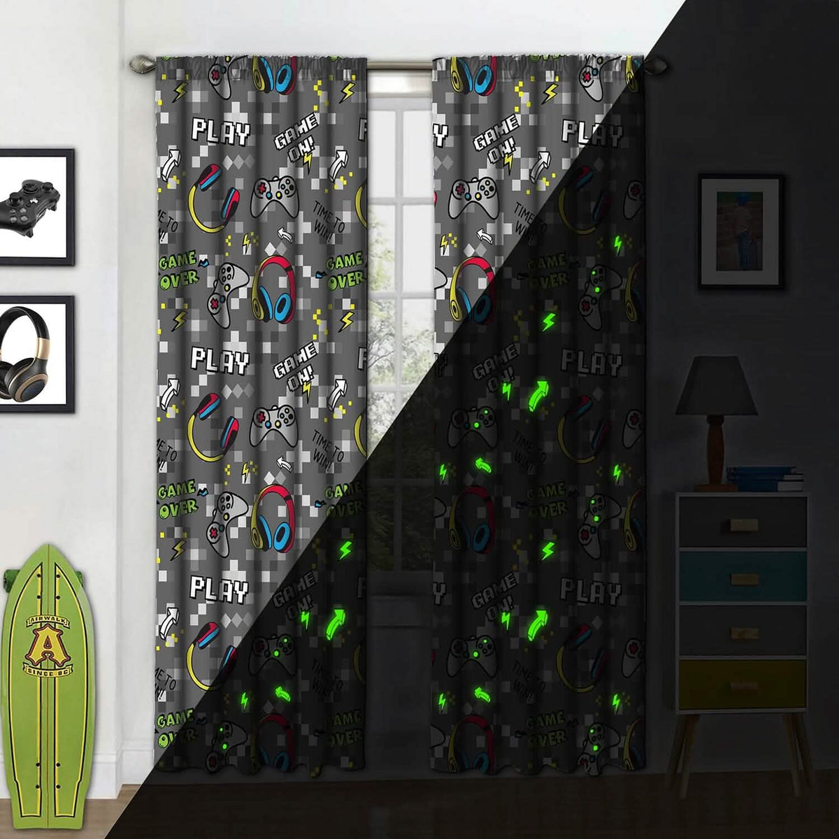 2-Piece Set: Kidz Mix Game on Glow-in-the-Dark Window Panel Pair - A-1 Thread Vault