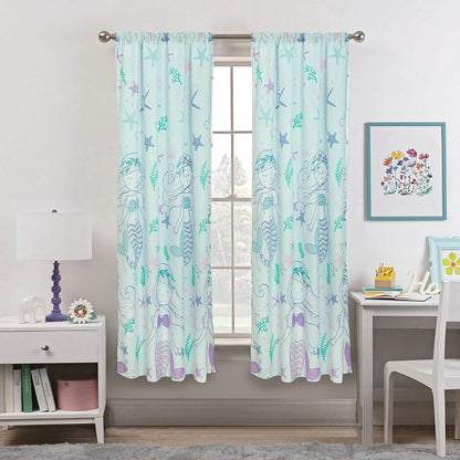 2-Piece Set: Kidz Mix Mystical Mermaid Window Panel Pair - A-1 Thread Vault