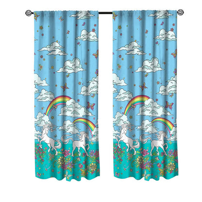 2-Piece Set: Kidz Mix Rainbow Unicorn Window Panel Pair - A-1 Thread Vault