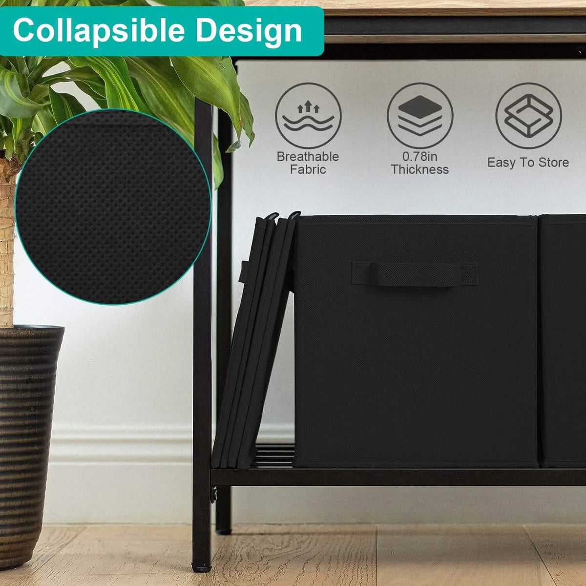 2-Piece Set: Storage Bin Non-Woven Fabric Cube Organizer - A-1 Thread Vault