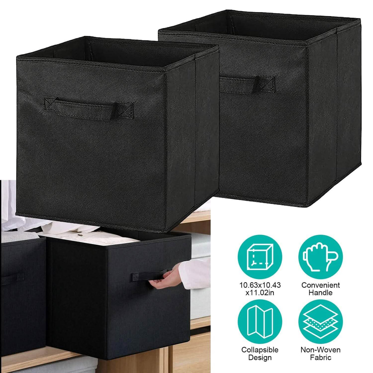 2-Piece Set: Storage Bin Non-Woven Fabric Cube Organizer - A-1 Thread Vault