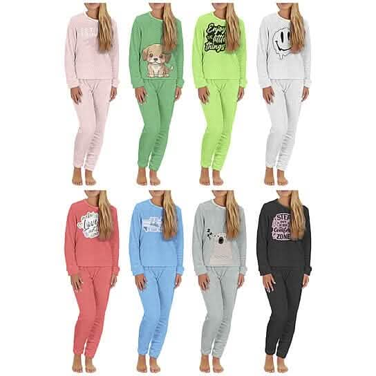 2-Piece Set: Women's Plush Popcorn Knit Top and Jogger Pants Pajama Set (Plus Size) - A-1 Thread Vault
