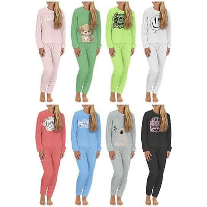 2-Piece Set: Women's Plush Popcorn Knit Top and Jogger Pants Pajama Set (Plus Size) - A-1 Thread Vault
