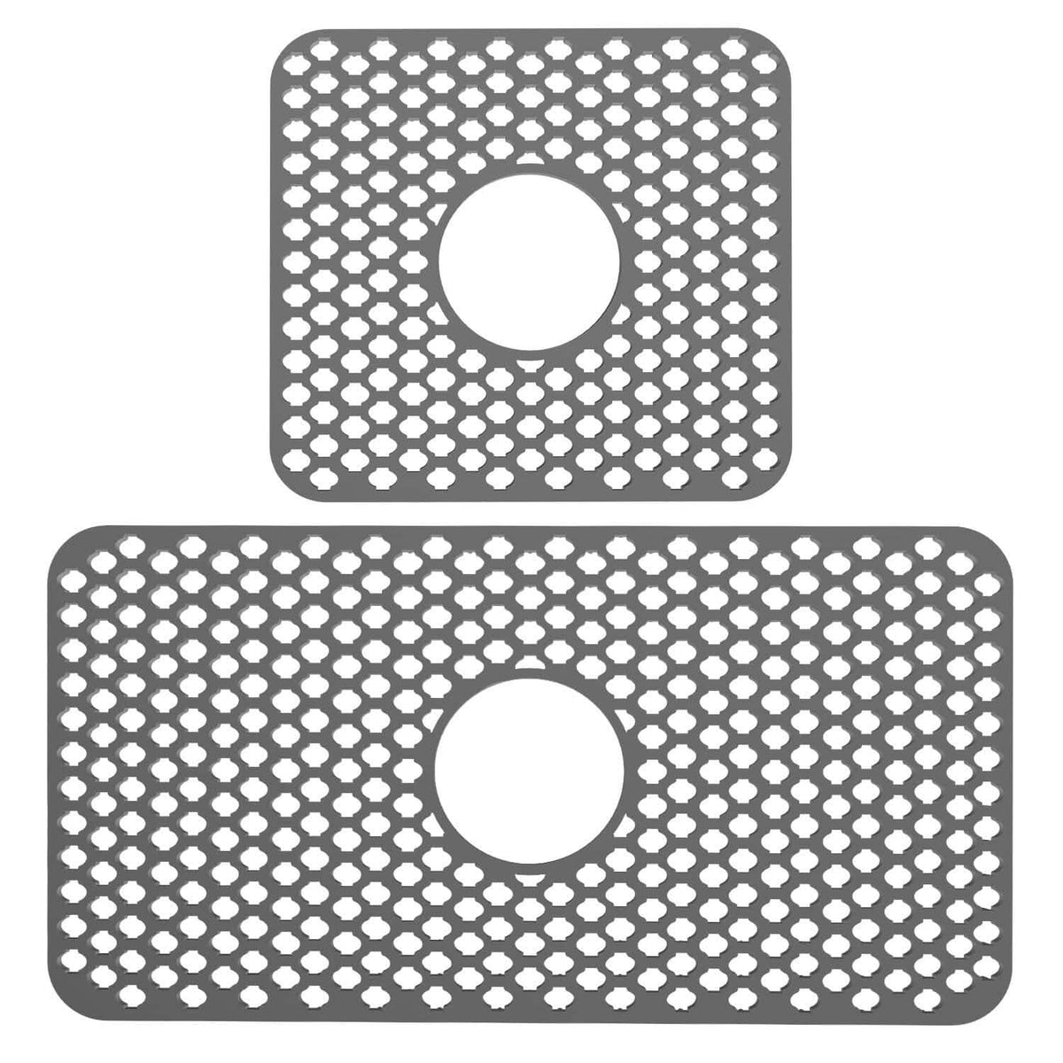 2-Piece: Silicon Grid Sink Mat with Central Drain Hole - A-1 Thread Vault