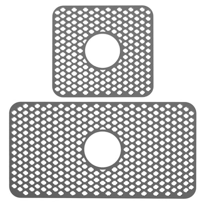 2-Piece: Silicon Grid Sink Mat with Central Drain Hole - A-1 Thread Vault