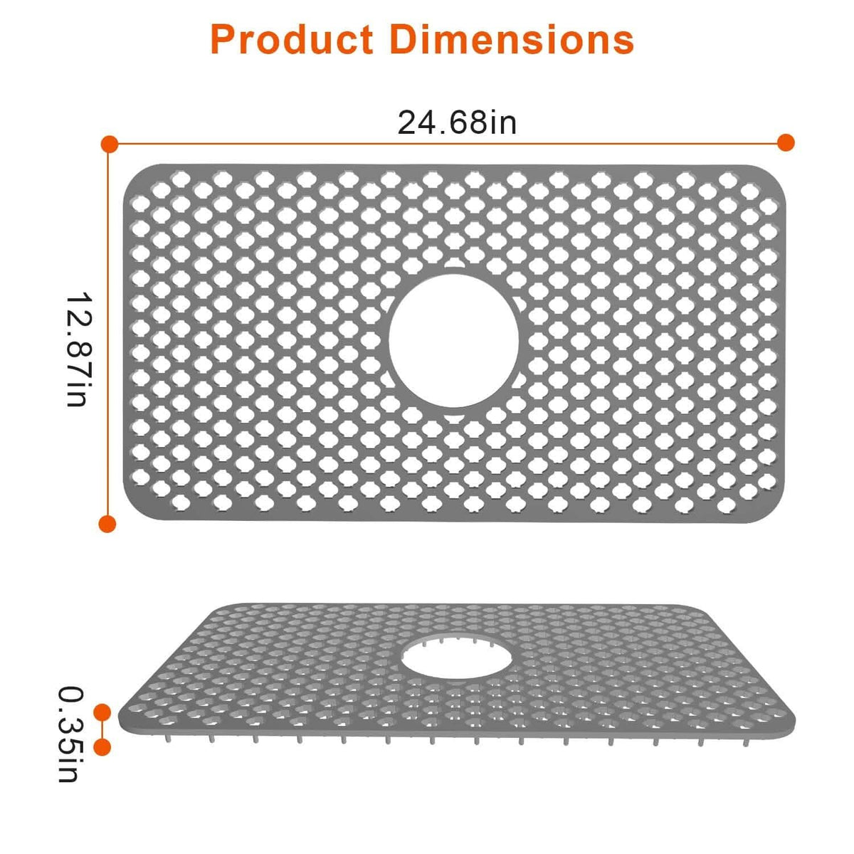 2-Piece: Silicon Grid Sink Mat with Central Drain Hole - A-1 Thread Vault