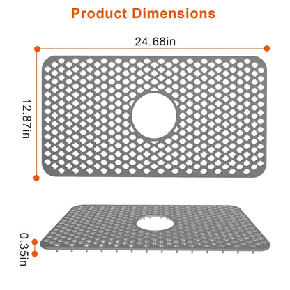 2-Piece: Silicon Grid Sink Mat with Central Drain Hole - A-1 Thread Vault