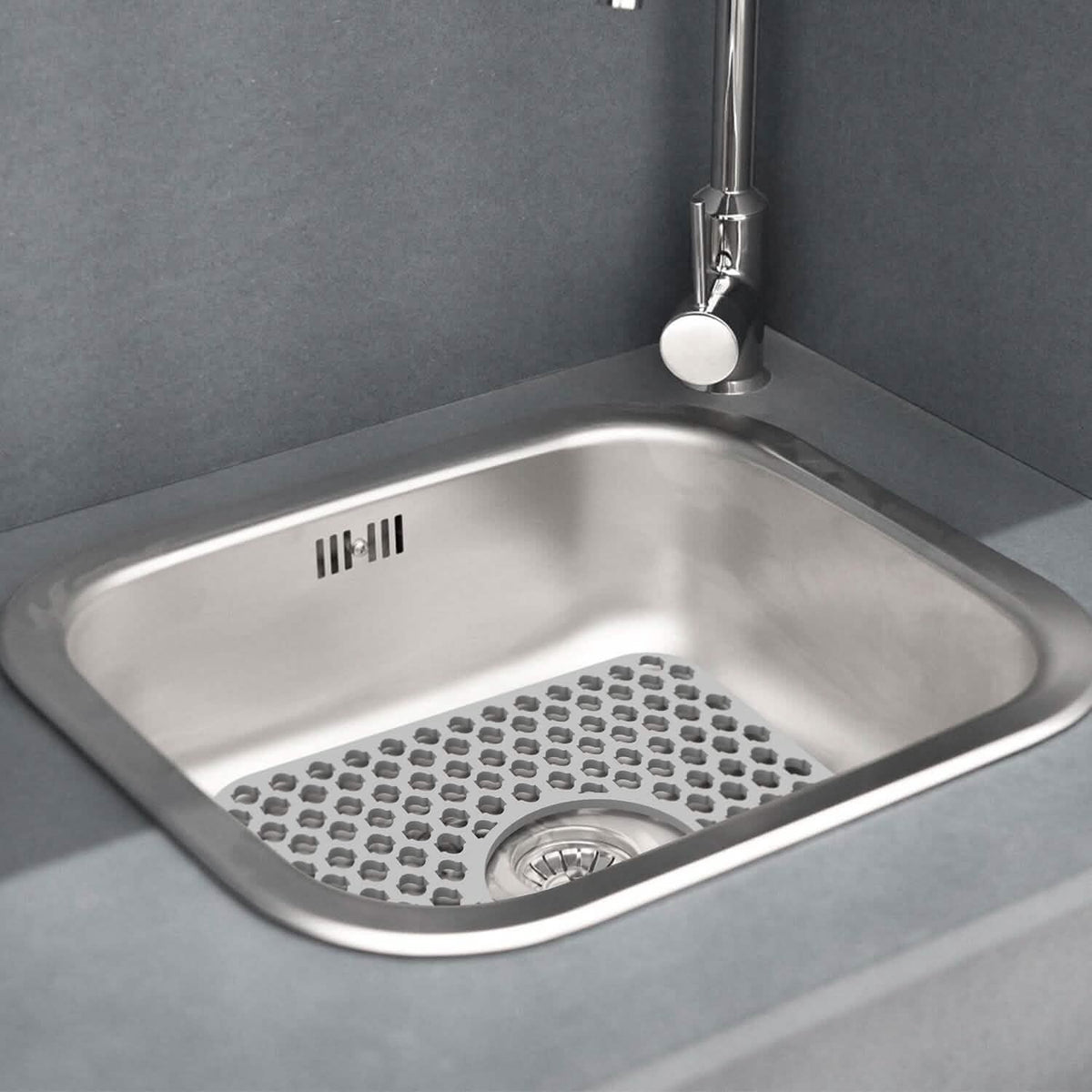2-Piece: Silicon Grid Sink Mat with Central Drain Hole - A-1 Thread Vault