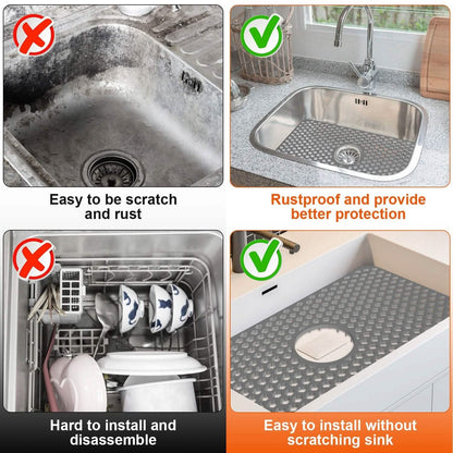 2-Piece: Silicon Grid Sink Mat with Central Drain Hole - A-1 Thread Vault
