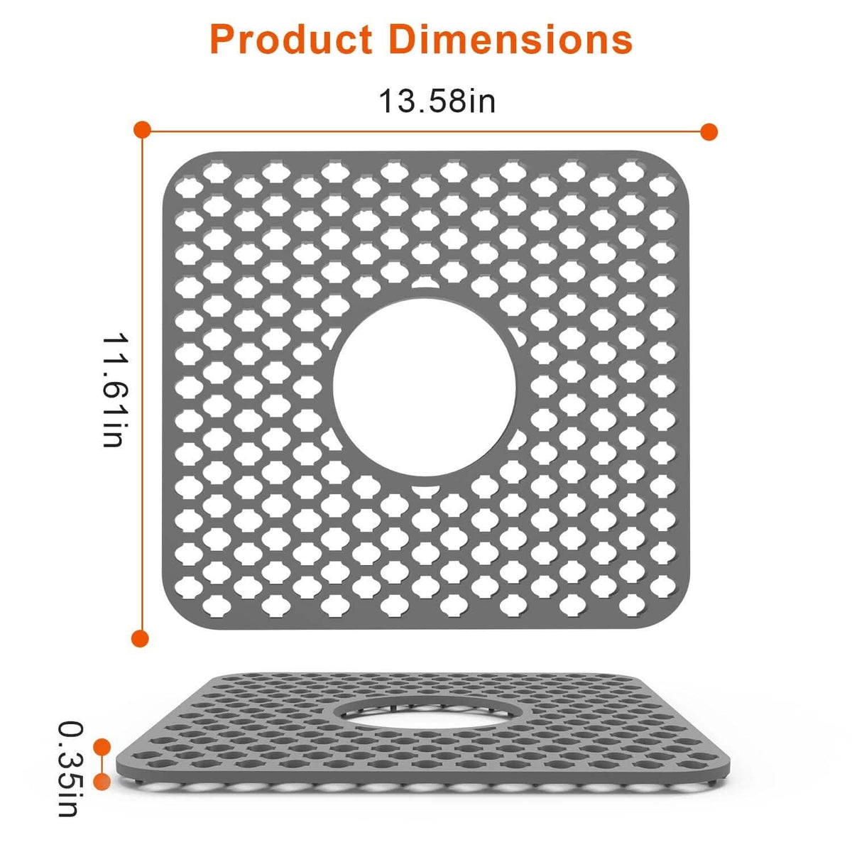 2-Piece: Silicon Grid Sink Mat with Central Drain Hole - A-1 Thread Vault