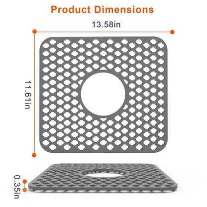 2-Piece: Silicon Grid Sink Mat with Central Drain Hole - A-1 Thread Vault