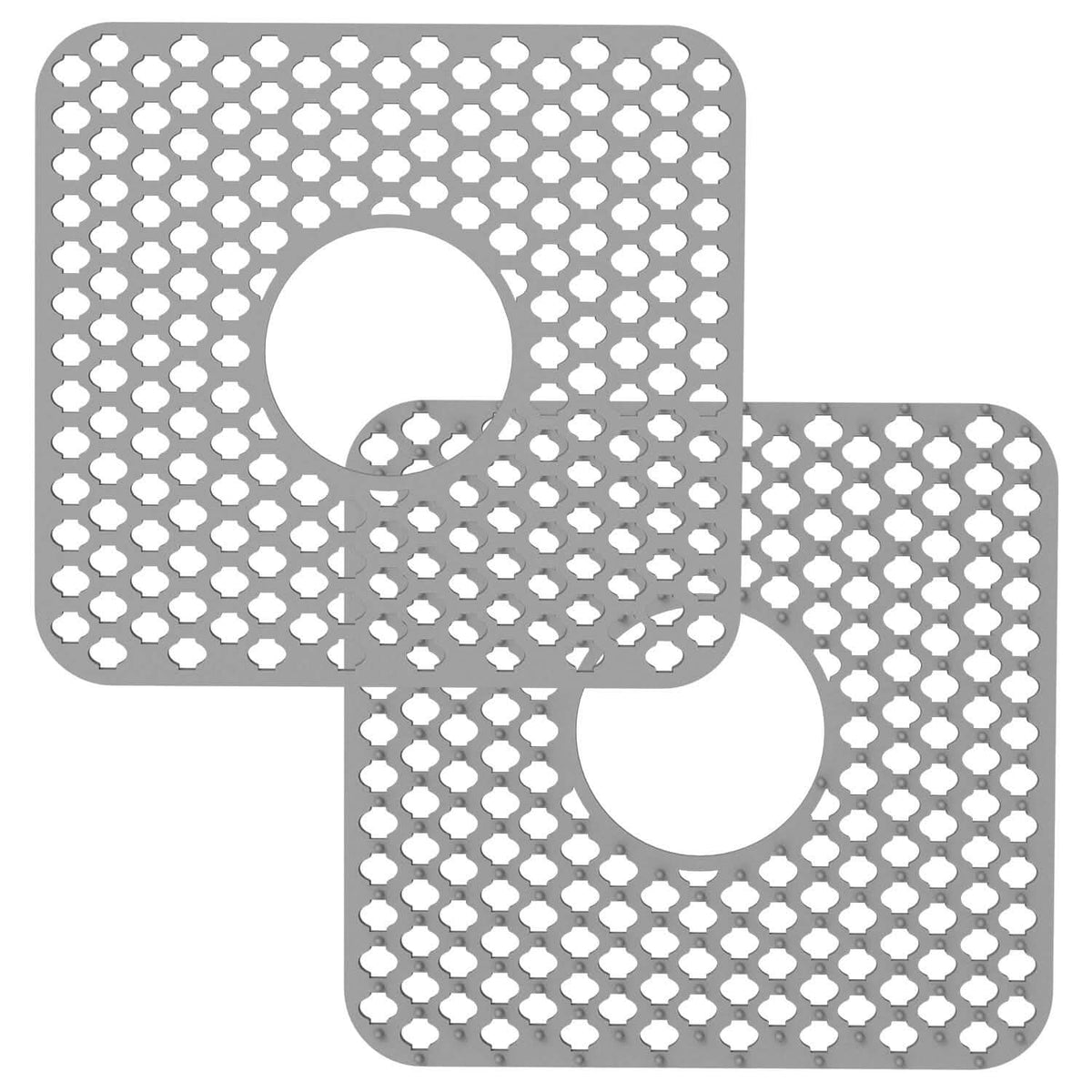 2-Piece: Silicon Grid Sink Mat with Central Drain Hole - A-1 Thread Vault