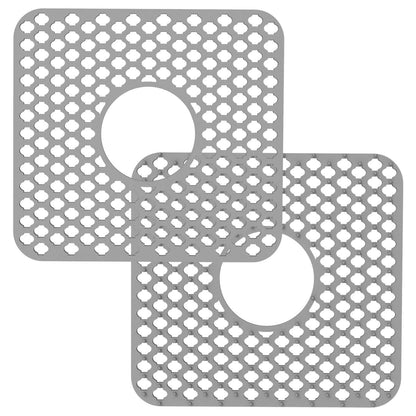 2-Piece: Silicon Grid Sink Mat with Central Drain Hole - A-1 Thread Vault