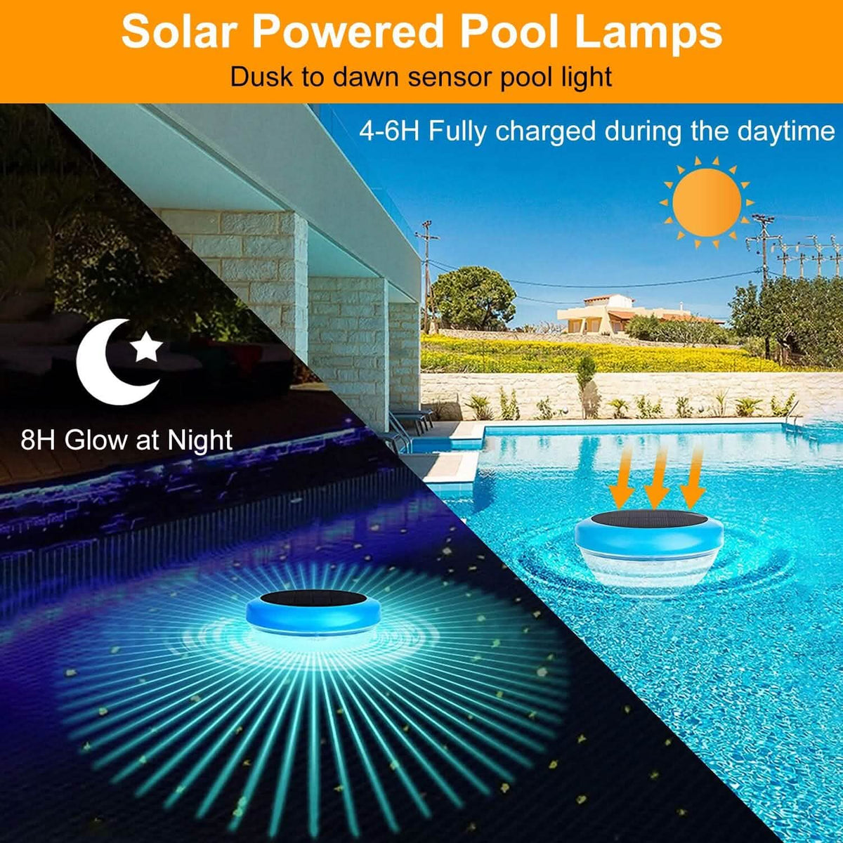 2-Piece: Solar Powered LED Pool Light Gradient Multicolor Changing - A-1 Thread Vault