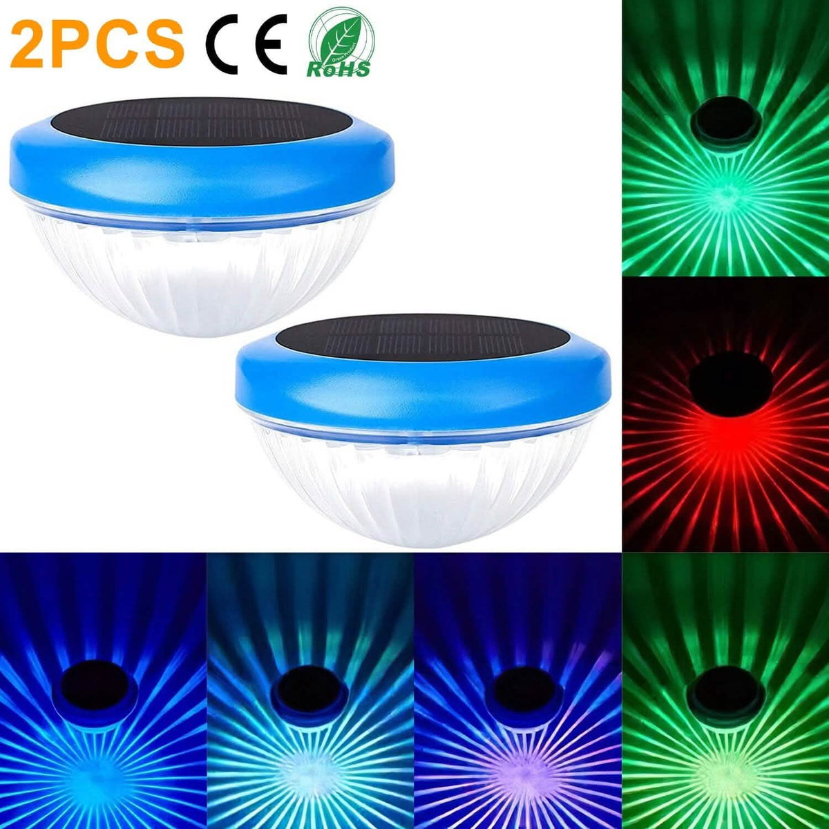 2-Piece: Solar Powered LED Pool Light Gradient Multicolor Changing - A-1 Thread Vault