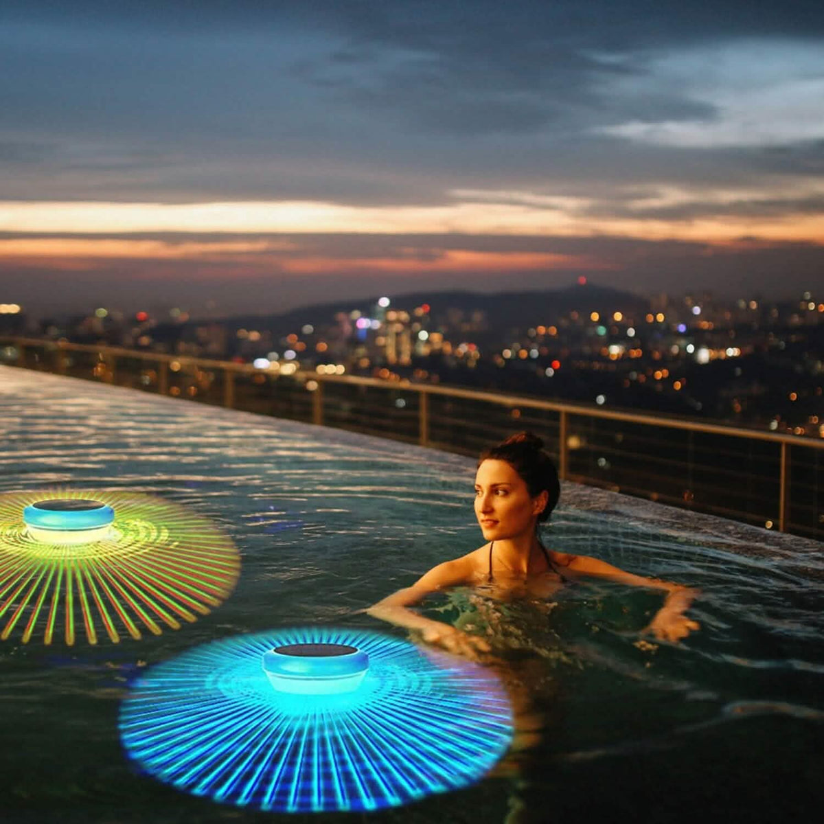 2-Piece: Solar Powered LED Pool Light Gradient Multicolor Changing - A-1 Thread Vault