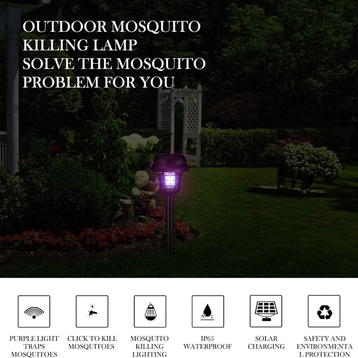2-Piece: Solar Waterproof Outdoor Bug and Mosquito Zapper - A-1 Thread Vault