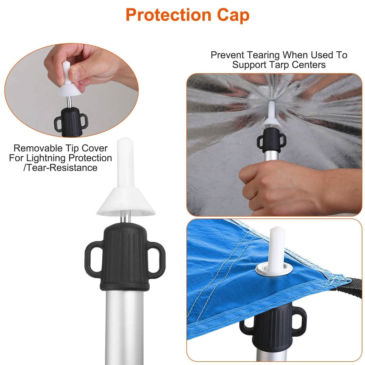 2-Piece: Telescoping Tarp Poles Portable Aluminum Awning Poles - A-1 Thread Vault