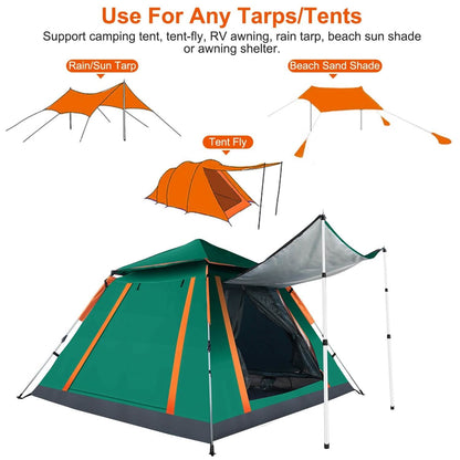 2-Piece: Telescoping Tarp Poles Portable Aluminum Awning Poles - A-1 Thread Vault