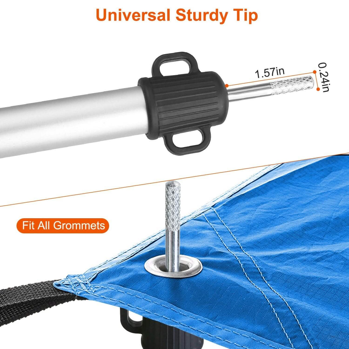 2-Piece: Telescoping Tarp Poles Portable Aluminum Awning Poles - A-1 Thread Vault
