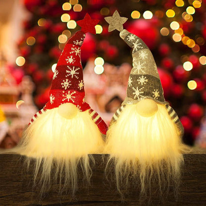 2-Pieces: 11" Lighted Christmas Gnome Santa - A-1 Thread Vault