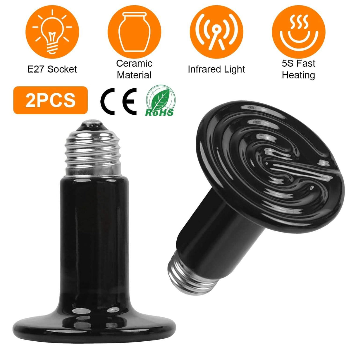 2-Pieces: 150W Infrared Reptile Heat Lamp No Light Emitting - A-1 Thread Vault