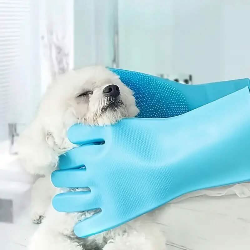 2-Pieces: 2-in-1 Pet Dog Bath Gloves with Silicone Brush - A-1 Thread Vault
