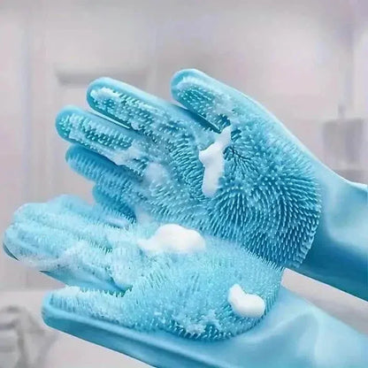 2-Pieces: 2-in-1 Pet Dog Bath Gloves with Silicone Brush - A-1 Thread Vault