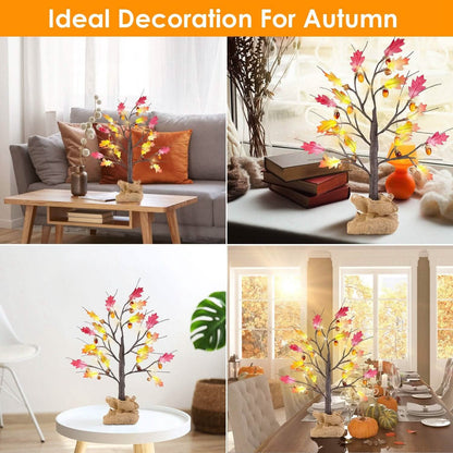 2-Pieces: 2FT Artificial Lighted Maple Tree with 24-Pieces Warm White LED Beads - A-1 Thread Vault