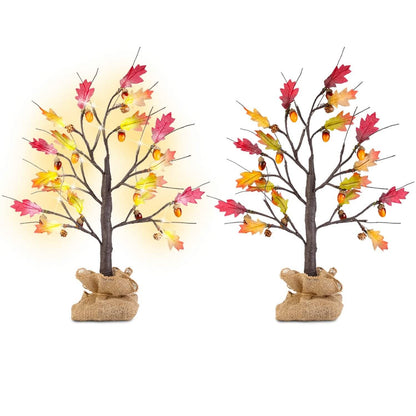 2-Pieces: 2FT Artificial Lighted Maple Tree with 24-Pieces Warm White LED Beads - A-1 Thread Vault