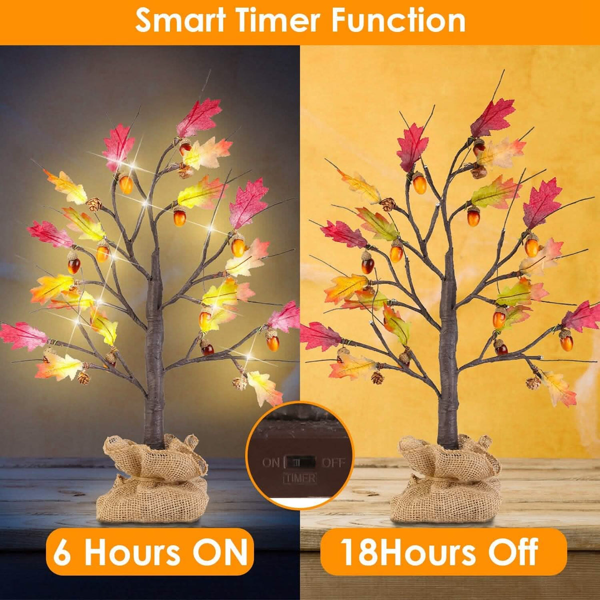 2-Pieces: 2FT Artificial Lighted Maple Tree with 24-Pieces Warm White LED Beads - A-1 Thread Vault