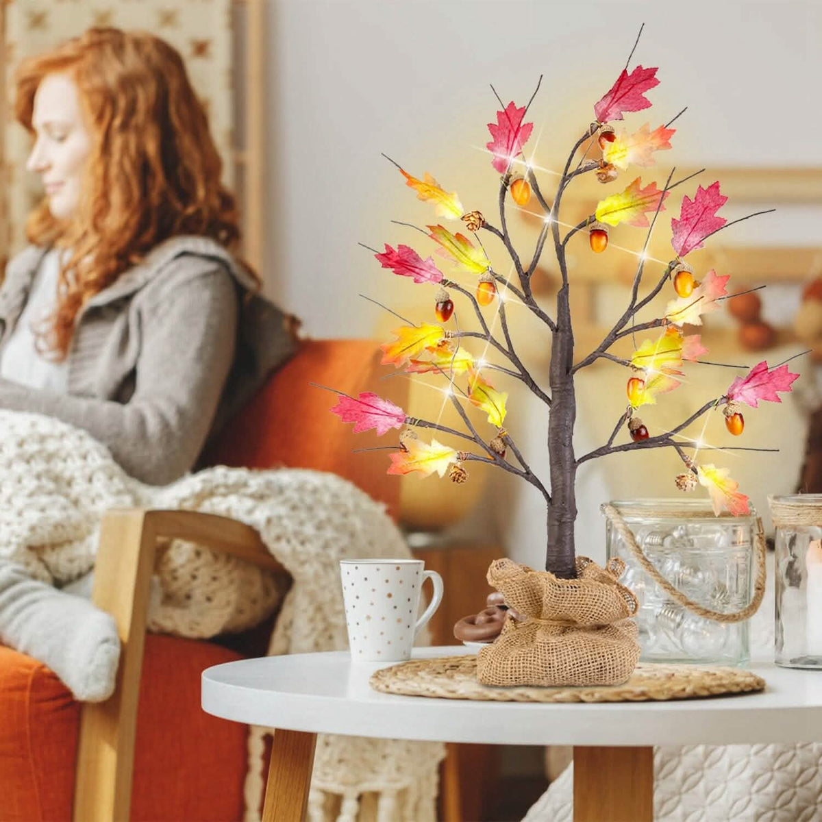 2-Pieces: 2FT Artificial Lighted Maple Tree with 24-Pieces Warm White LED Beads - A-1 Thread Vault