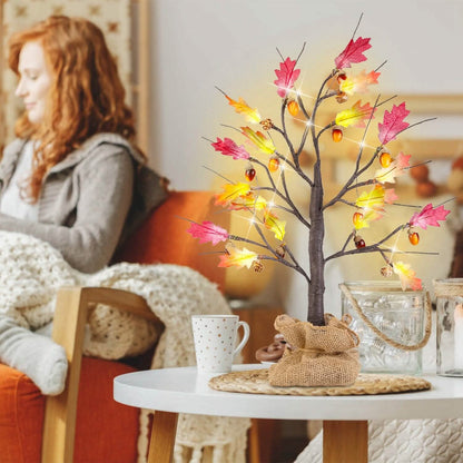 2-Pieces: 2FT Artificial Lighted Maple Tree with 24-Pieces Warm White LED Beads - A-1 Thread Vault
