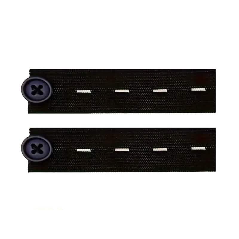 2-Pack: Black Interlocking Tape Waistband Extender Buttons for Jeans and Pants - A-1 Thread Vault